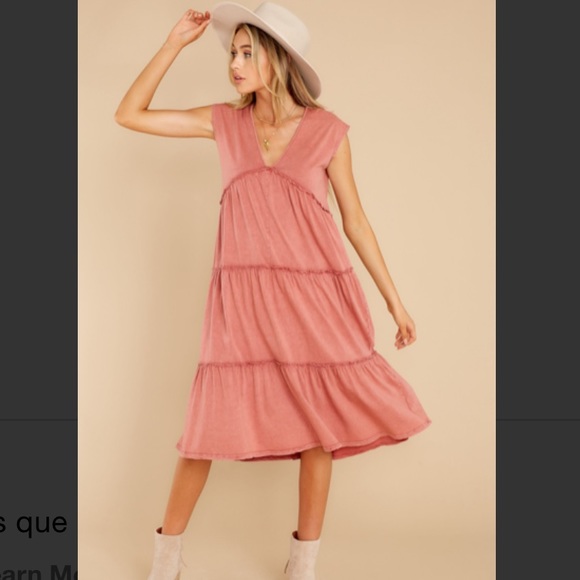 VICI Rust Tiered Midi Dress